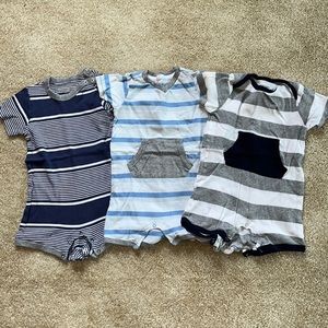 Burt’s Bees Baby 3 Piece Stripe Romper Set - 12M
